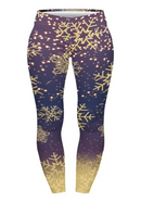 Curve Leggings (14-18 UK Size) - Golden Snowflake