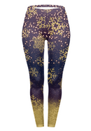 Regular Leggings (8-14 UK Size) - Golden Snowflake - Kukubird-UK