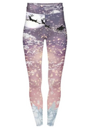 Highwaisted Leggings (10-16 UK Size) - Santas Flight - Kukubird-UK
