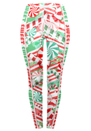 Regular Leggings (8-14 UK Size) - Crazy Candy Canes - Kukubird-UK